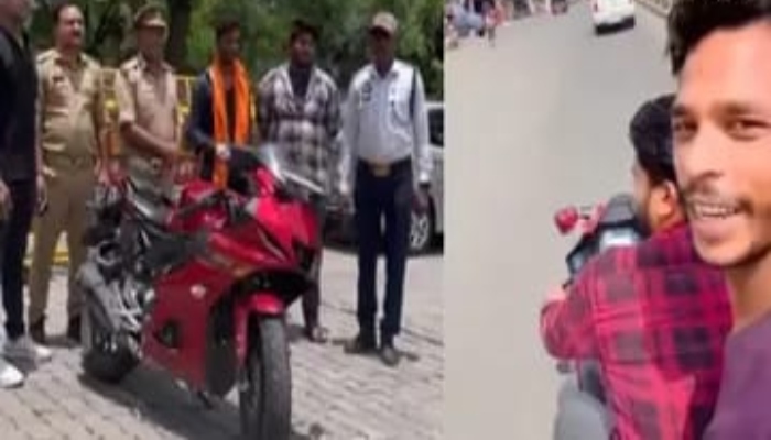 रील बाजों ने ट्रैफिक नियमों की उड़ाई  धज्जियां, झांसी पुलिस ने सिखाया सबक
