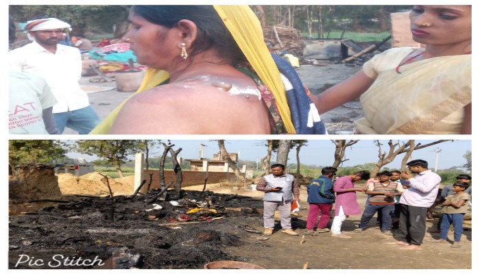 संदिग्ध परिस्थितियों में लगी भीषण आग, गरीब परिवार की पूरी गृहस्थी राख