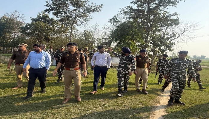 नेपाल राष्ट्र में प्रस्तावित चुनाव के दृष्टिगत भारत-नेपाल सीमा पर संयुक्त फ्लैग मार्च