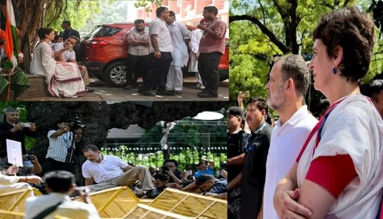 SIR के खिलाफ INDIA गठबंधन का जोरदार प्रदर्शन, धरने पर बैठ राहुल-प्रियंका