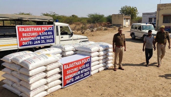 Nagaur Ammonium Nitrate Seizure : नागौर में विस्फोटकों का जखीरा: एक घर से 9,550 किलो अमोनियम नाइट्रेट बरामद, आरोपी सुलेमान खान गिरफ्तार
