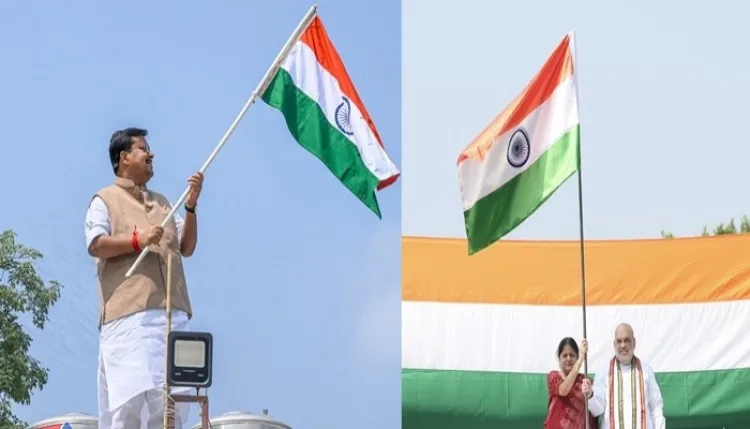 नितिन नवीन और गृहमंत्री अमित शाह ने अपने आवास पर फहराया तिरंगा