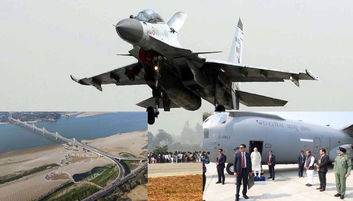 मिशन असम पर PM Modi...मोरन हाईवे पर उतरा विमान, भास्कर वर्मा सेतु और पूर्वोत्तर की पहली इमरजेंसी लैंडिंग सुविधा का किया उद्घाटन
