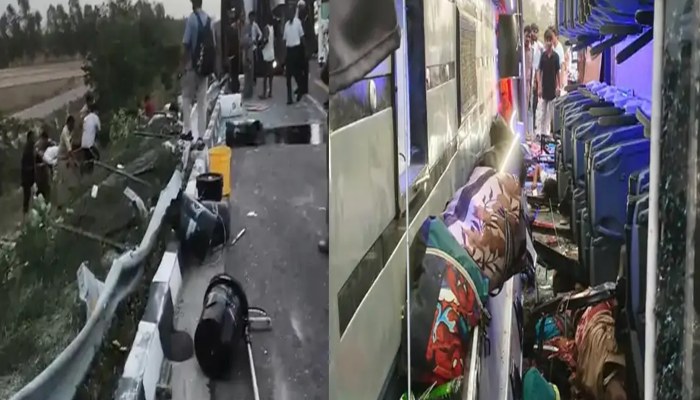आगरा -लखनऊ एक्सप्रेस वे पर भीषण हादसा, डबल डेकर बस डिवाइडर से टकराई, 6 की मौत, 19 घायल