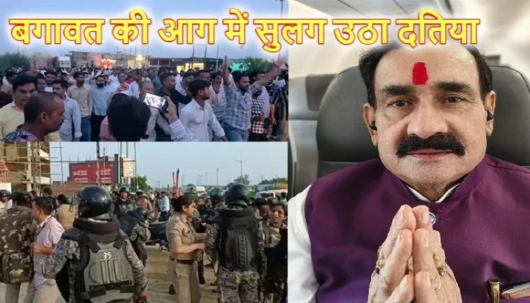बगावत की आग में सुलग उठा दतिया ! नरोत्तम मिश्रा के समर्थकों ने काटा बवाल, झांसी हाईवे पर लगा 15 KM लंबा जाम