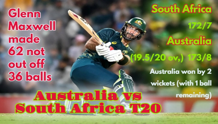 Australia vs South Africa T20 : सांसे रोक देने वाले मुकाबले में ऑस्ट्रेलिया ने दक्षिण अफ्रीका को 2 विकेट से हराया, श्रृंखला 2-1 से जीती