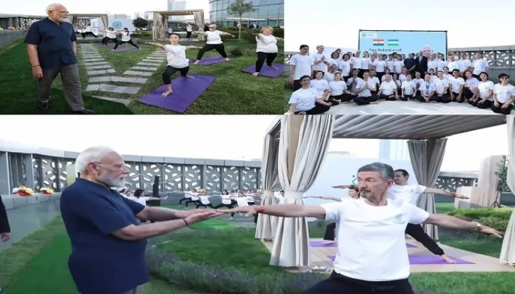 PM मोदी ने उज्बेकिस्तान में लोगों को सिखाया योग, शेयर किया वीडियो
