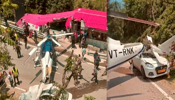 Uttarakhand: रुद्रप्रयाग में हाइवे पर हेलीकॉप्टर की इमरजेंसी लैंडिंग, कार पर गिरा पीछे का हिस्सा