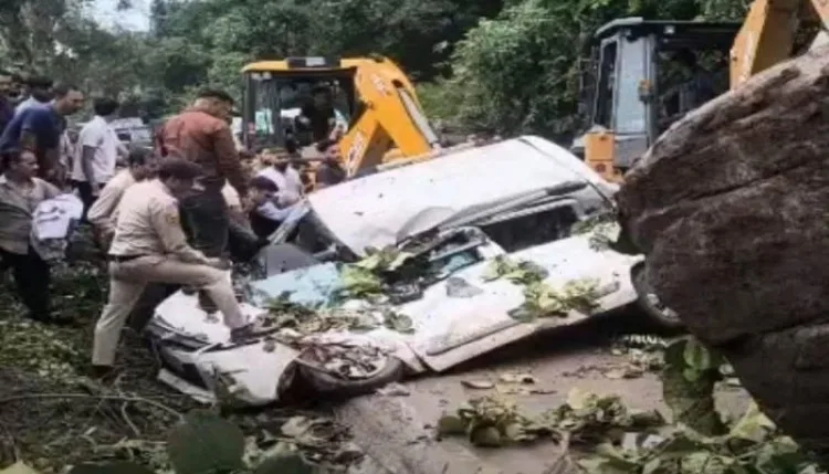 हिमाचलः शिमला-धर्मशाला हाईवे पर चलती कार पर गिरी चट्टान, एक की मौत