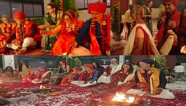 उज्जैन में सात समंदर पार से आए 3 विदेशी जोड़ों ने हिंदू रीति-रिवाज से की शादी