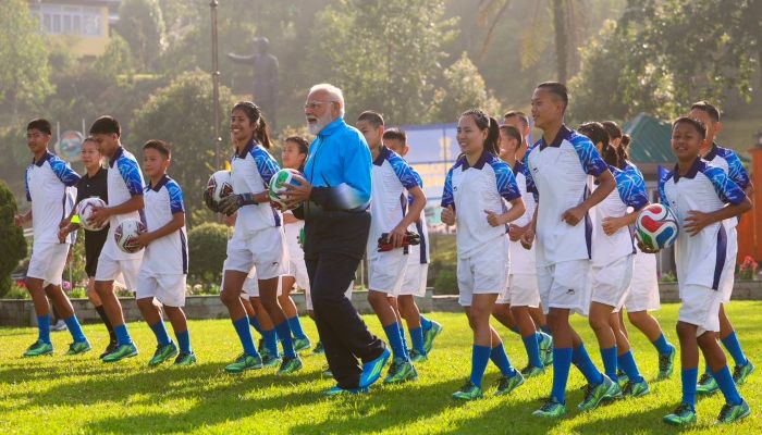 PM Modi  plays football