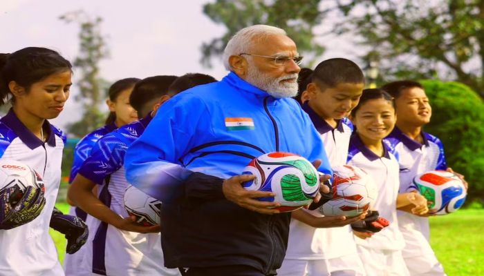 PM Modi plays football