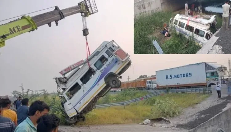 कोटा में दिल्ली-मुंबई एक्सप्रेसवे पर पुल से नीचे गिरी बस, 8 की मौत